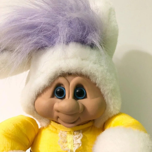 Vintage 1992 Troll Doll Nylon Plush Easter Bunny  Stuffed Animal Plastic Face - Picture 2 of 16